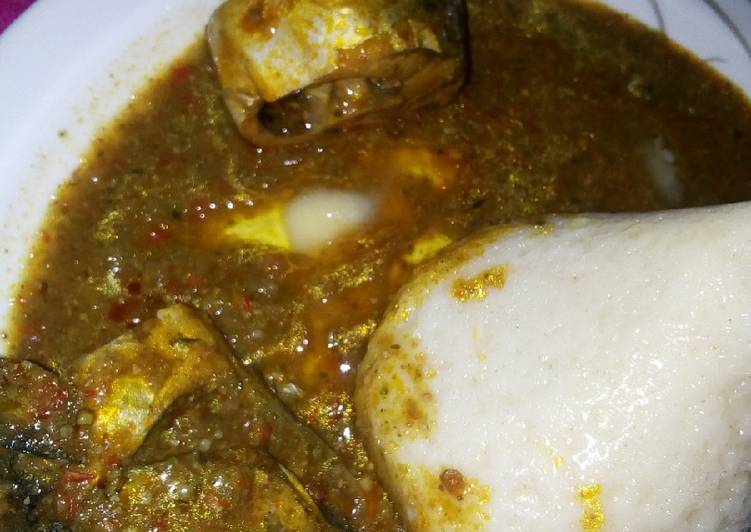 Semo/dry okro with Tamba pap