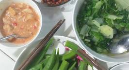 Hình ảnh món Ngày chay : đậu phộng rang muối, canh cải xoăn, đậu bắp luộc chấm chao