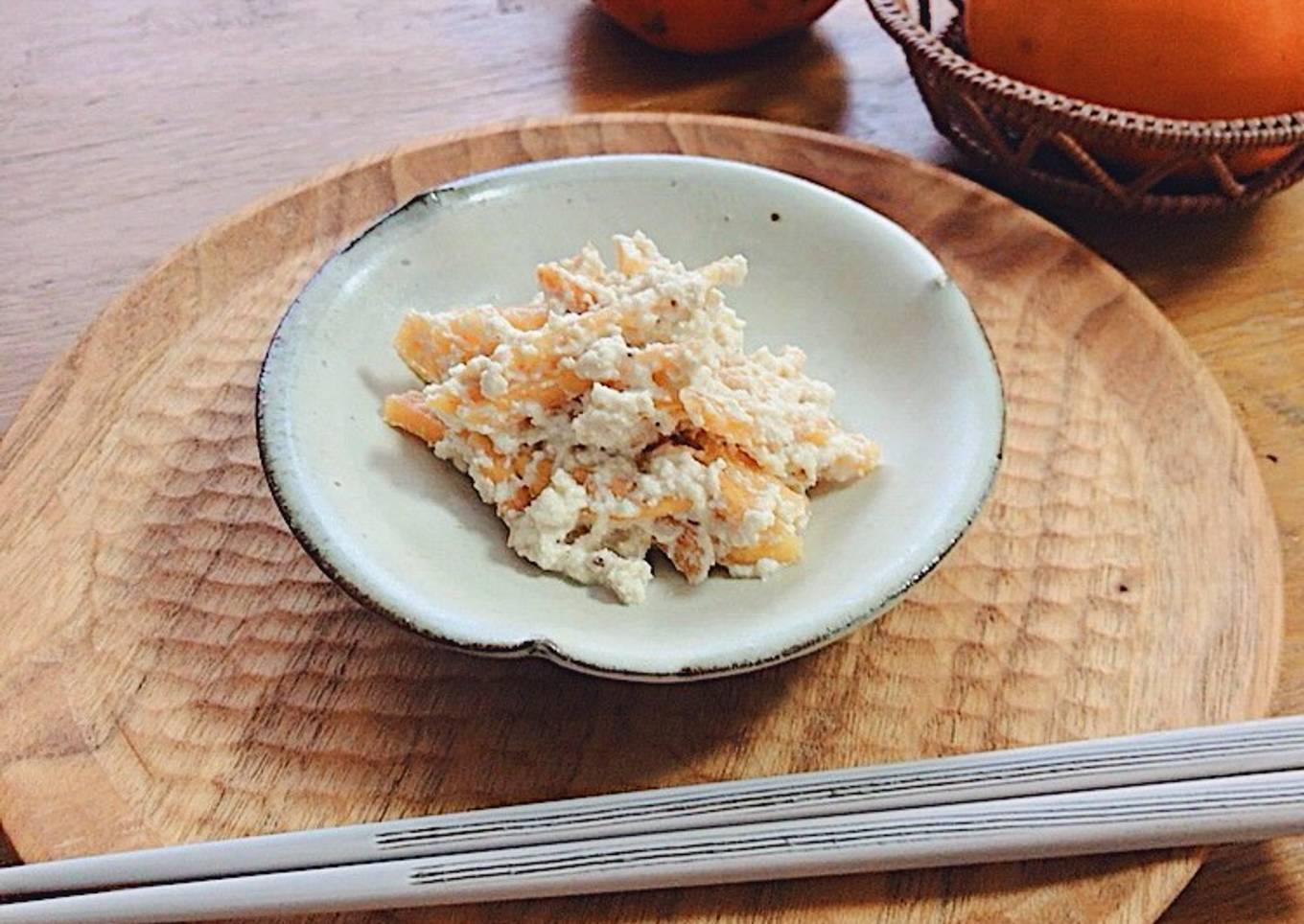 Japanese persimmon salad, ripe