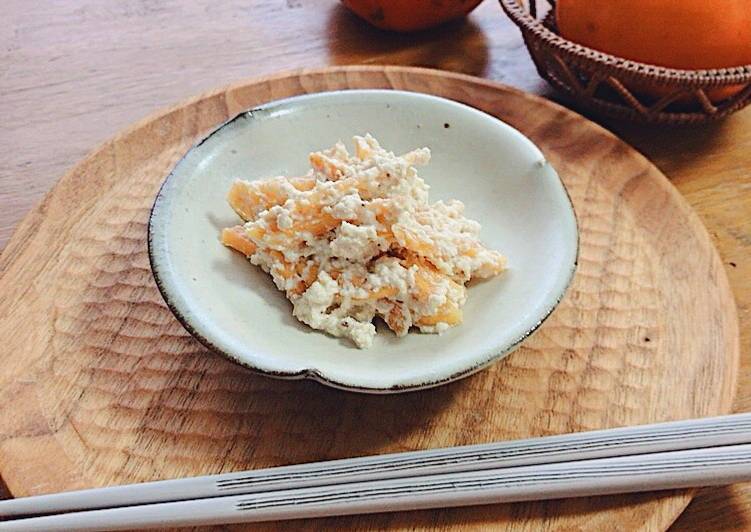 Step-by-Step Guide to Prepare Speedy Japanese persimmon salad dressed with &#34;Tofu&#34;