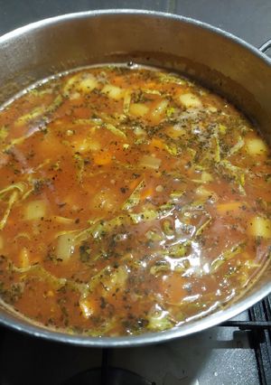 Édesburgonyás minestrone leves recept fotója