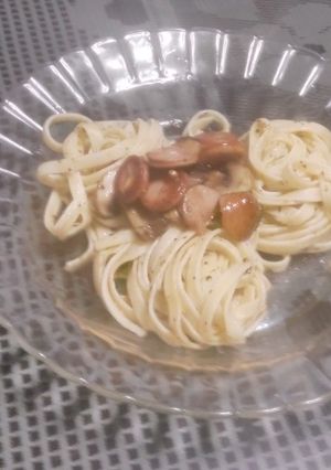 Foto resep Aglio olio fetucine with sausage and mushroom