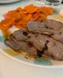 Cena rápida y riquísima: Boniato en microondas y filetes