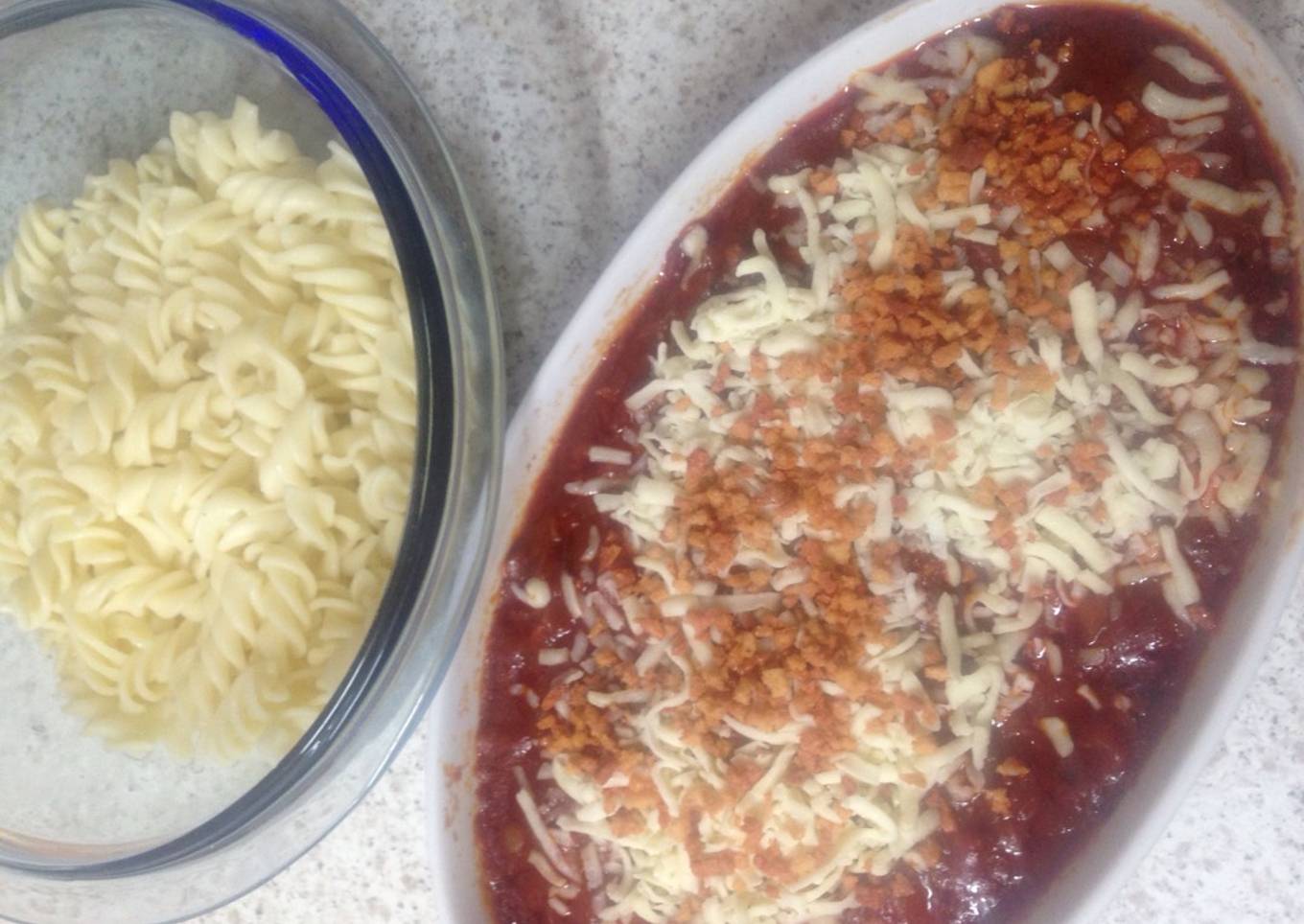 My Chorizo and Bacon Bolognese with Crisp Dried Bacon Bits on To