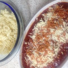 A picture of My Chorizo and Bacon Bolognese with Crisp Dried Bacon Bits on To.