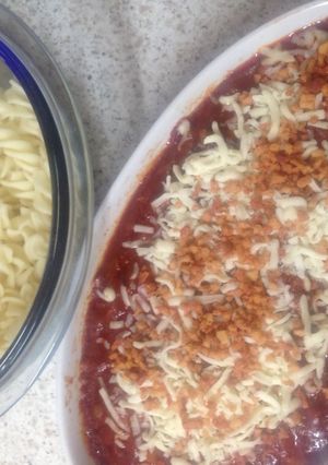 A picture of My Chorizo and Bacon Bolognese with Crisp Dried Bacon Bits on To.