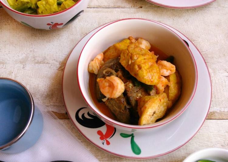 Udang tahu hati ampela masak bumbu merah