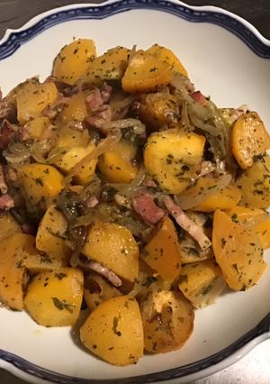 Une photo de Navets boule d or aux oignons lardons et sirop d érable