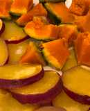 Bí đỏ khoai lang hấp sữa tươi