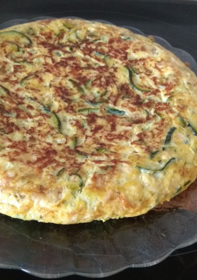 Una foto de Torti-pizza de calabacín