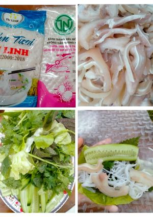 Hình của món Tai heo luộc cuốn bánh tráng.