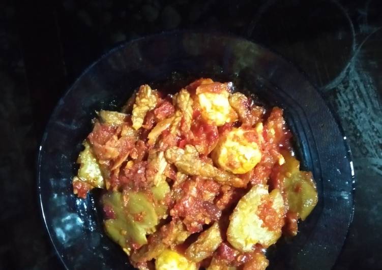 Balado jengkol tempe telor puyuh