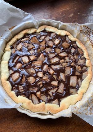 Une photo de Tarte poire-chocolat