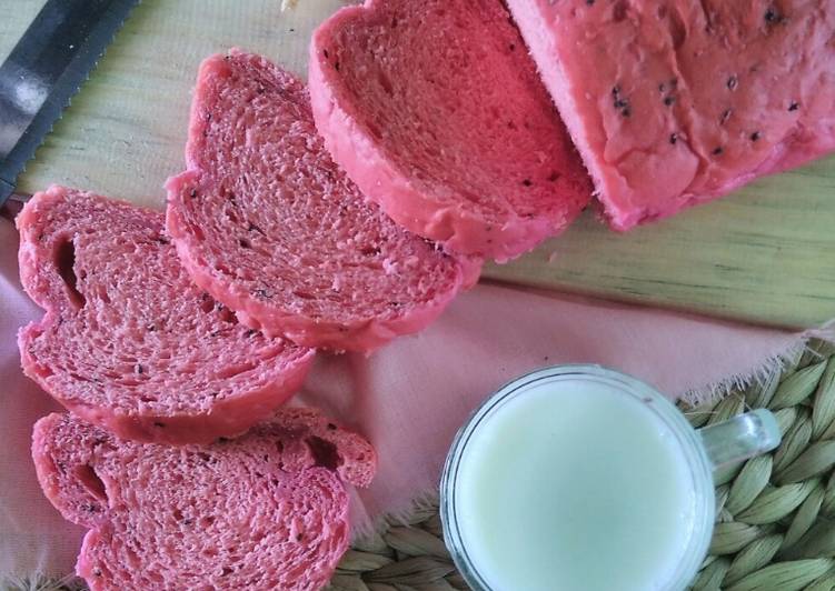 Bumbu Roti Tawar Buah Naga (Eggless) | Bahan Membuat Roti Tawar Buah Naga (Eggless) Yang Enak dan Simpel