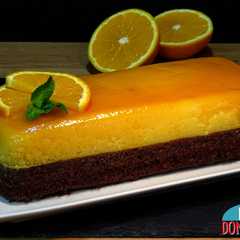 Una foto de Chocoflan de naranja y chocolate, un pastel diferente