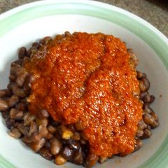 A picture of Beetcarrot paste Stew on Beans.