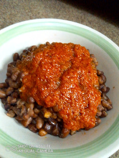 A picture of Beetcarrot paste Stew on Beans.