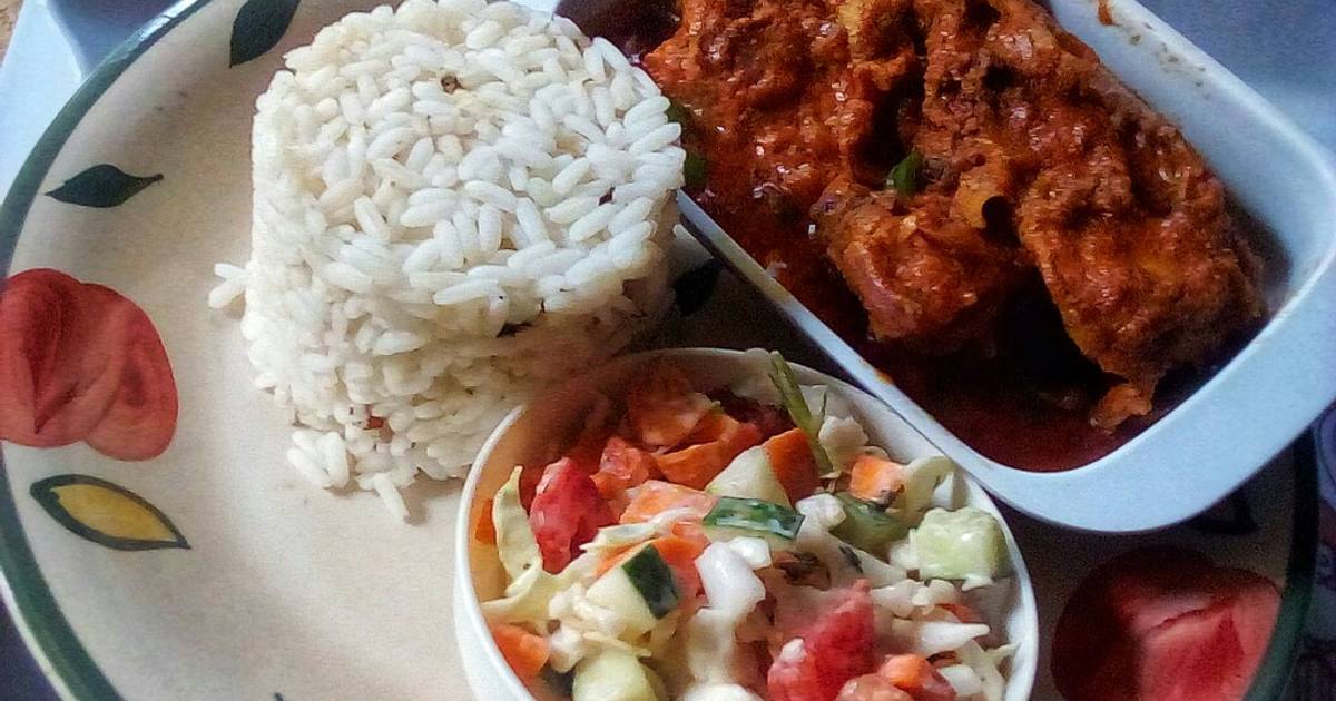 Chicken Chakalaka White Rice And Rainbow Salad Recipe By Ifeoma Obianagha Cookpad