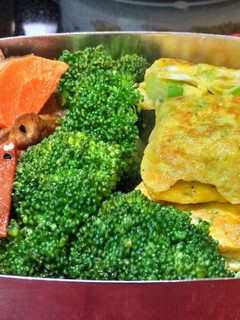 葱花烘蛋捲&日式佃煮牛蒡紅蘿蔔片便當 的食譜成品照片