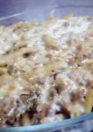 صورة لوصفة معكرونة بالباشميل والفطر