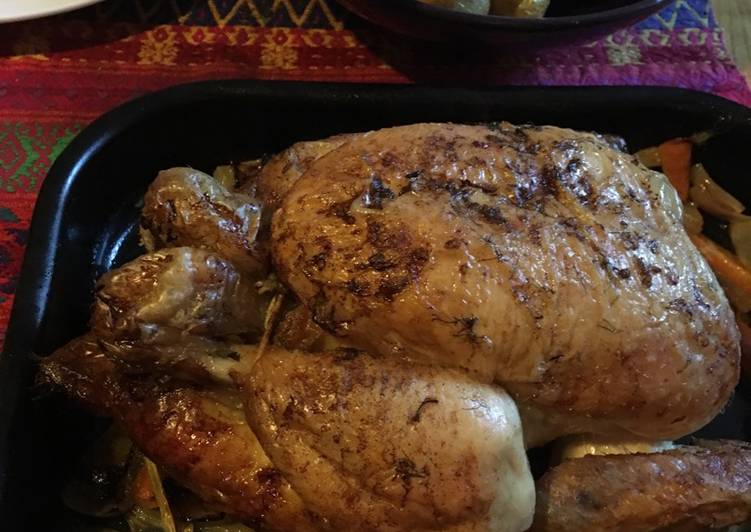 Cava roast chicken with fennel and lemon