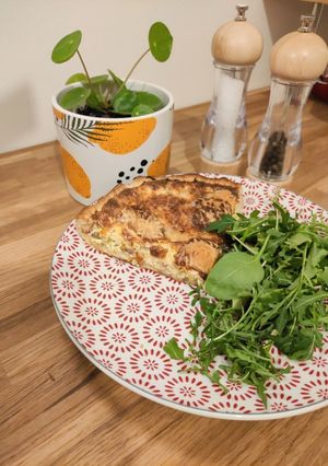 Une photo de Quiche lardons, poireau champignons chèvre