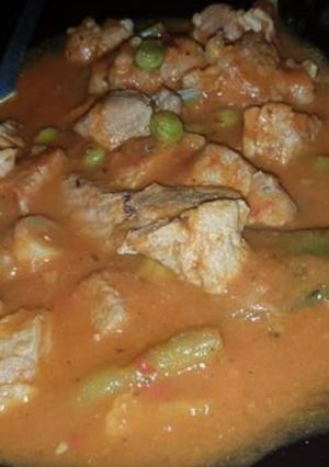 Una foto de Carne con menestra