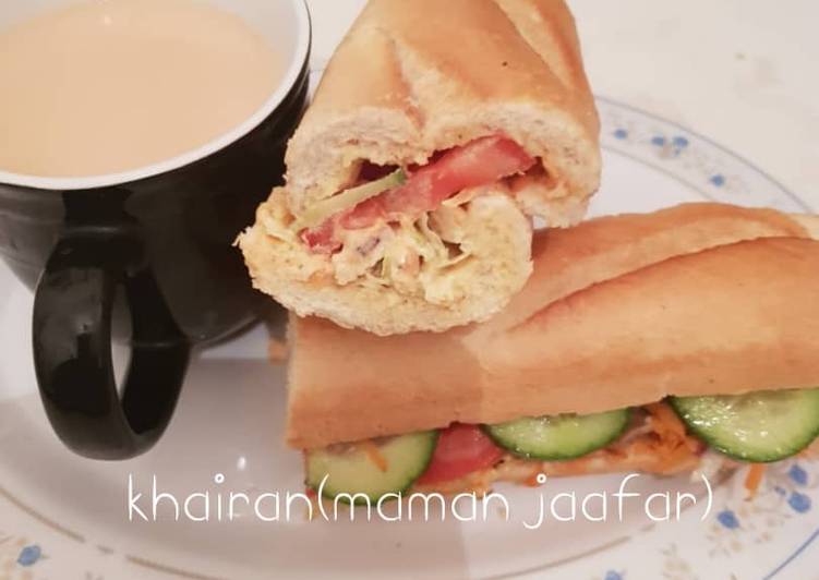 Simple Way to Prepare Super Quick Homemade Chicken baguette sandwich