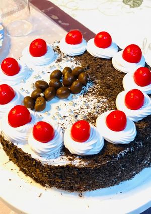A picture of Eggless Black Forest cake.