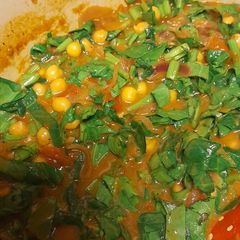 A picture of Simple chickpea curry with spinach.