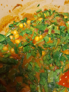 A picture of Simple chickpea curry with spinach.