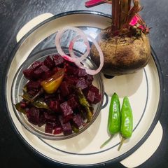 A picture of Beet root tadka (stir fried beet root).