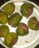 Stuffed capsicum and tomatoes for vegetables sizzler