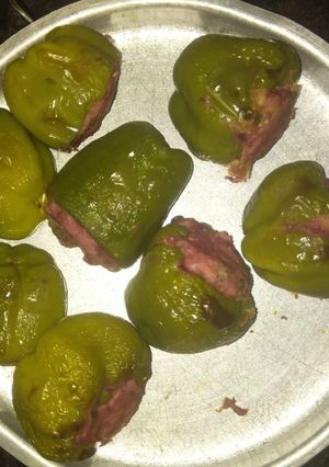 A picture of Stuffed capsicum and tomatoes for vegetables sizzler.