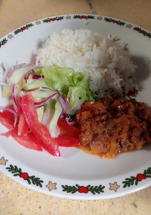 A picture of Minced Meat & Coconut Rice.