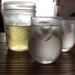A picture of Mint-infused Simple Syrup.