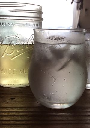 A picture of Mint-infused Simple Syrup.