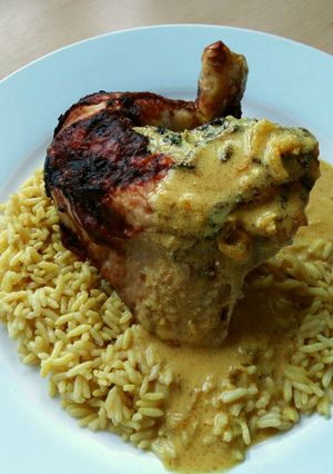 A picture of Vickys Curry-Spiced Whole Roast Chicken, GF DF EF SF NF.