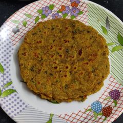 Barley flour and leftover poha thepla A picture of Barley flour and leftover poha thepla.
