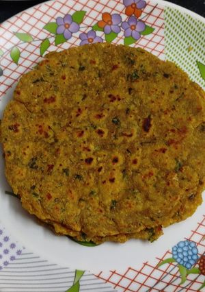 A picture of Barley flour and leftover poha thepla.