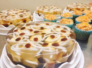 Hình của món Thạch rau câu dẻo flan nho khô.