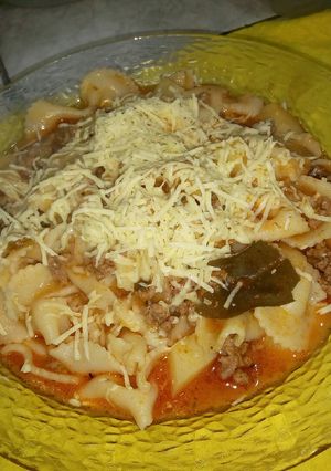 Una foto de Guiso de fideos moñitos!apto diabéticos e hipertensos #Cena