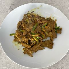 A picture of Stir Fried Beef Liver with Fresh Turmeric.