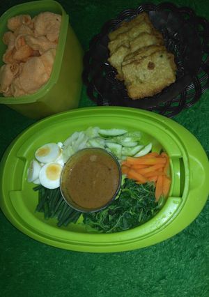 Foto resep Pecel Sayur Bumbu Sinti + Tempe Mendoan
