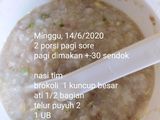 Nasi Tim Ati Puyuh Brokoli 8+