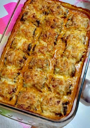 Une photo de Gratin d'aubergines farcies