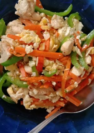 Foto resep Tumis telur fillet ayam wortel paprika