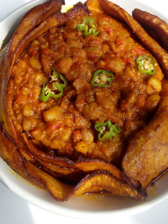 A picture of Fried beans and plantain.