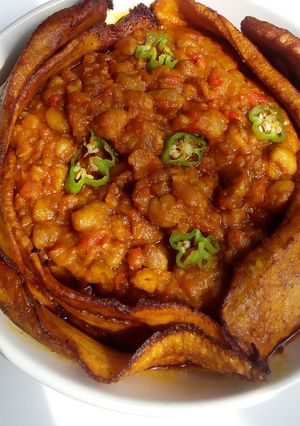 A picture of Fried beans and plantain.
