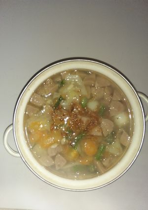 Foto resep Sayur sop bakso dan telur puyuh